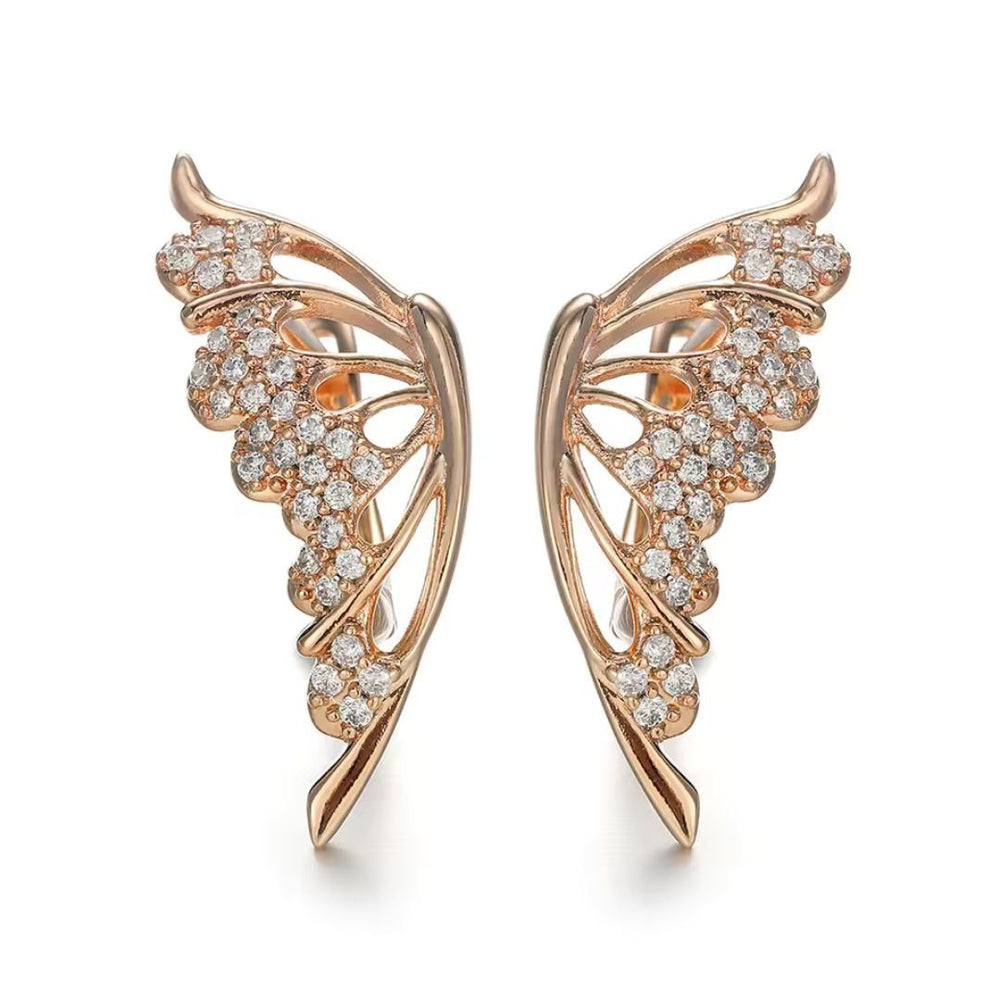 Rose Gold Wing Earrings - Diane Jewelry