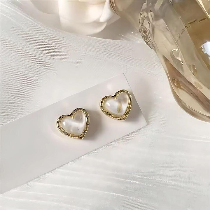 Red Enamel Double Heart Earrings - Diane Jewelry