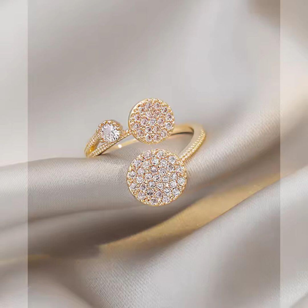 Gold Triple Crystal Statement Ring - Diane Jewelry