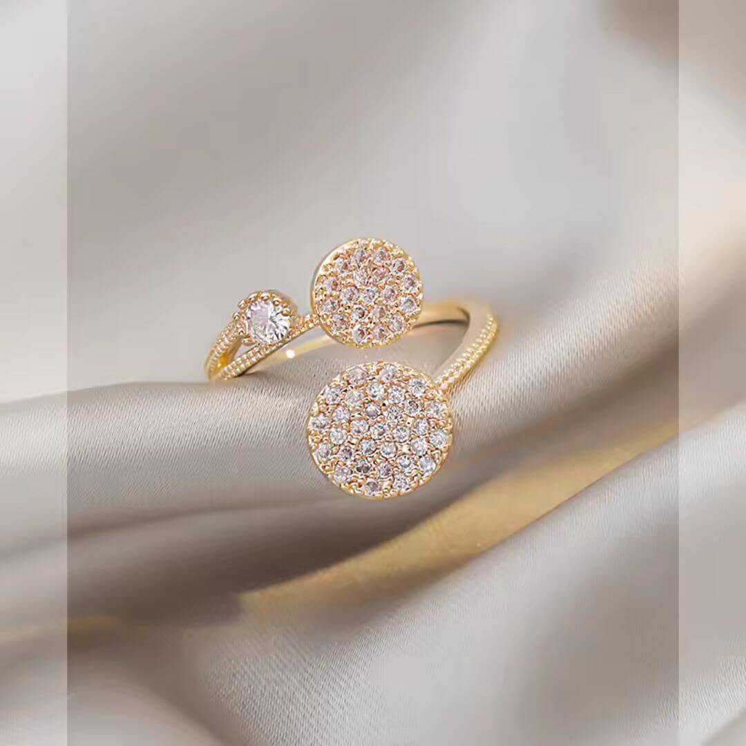 Gold Triple Crystal Statement Ring - Diane Jewelry