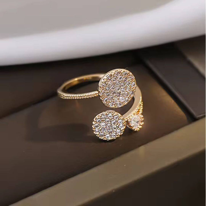 Gold Triple Crystal Statement Ring - Diane Jewelry