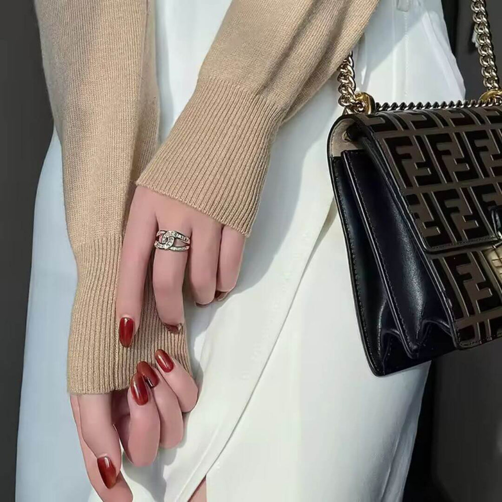 Gold Crystal Interlock Statement Ring - Diane Jewelry