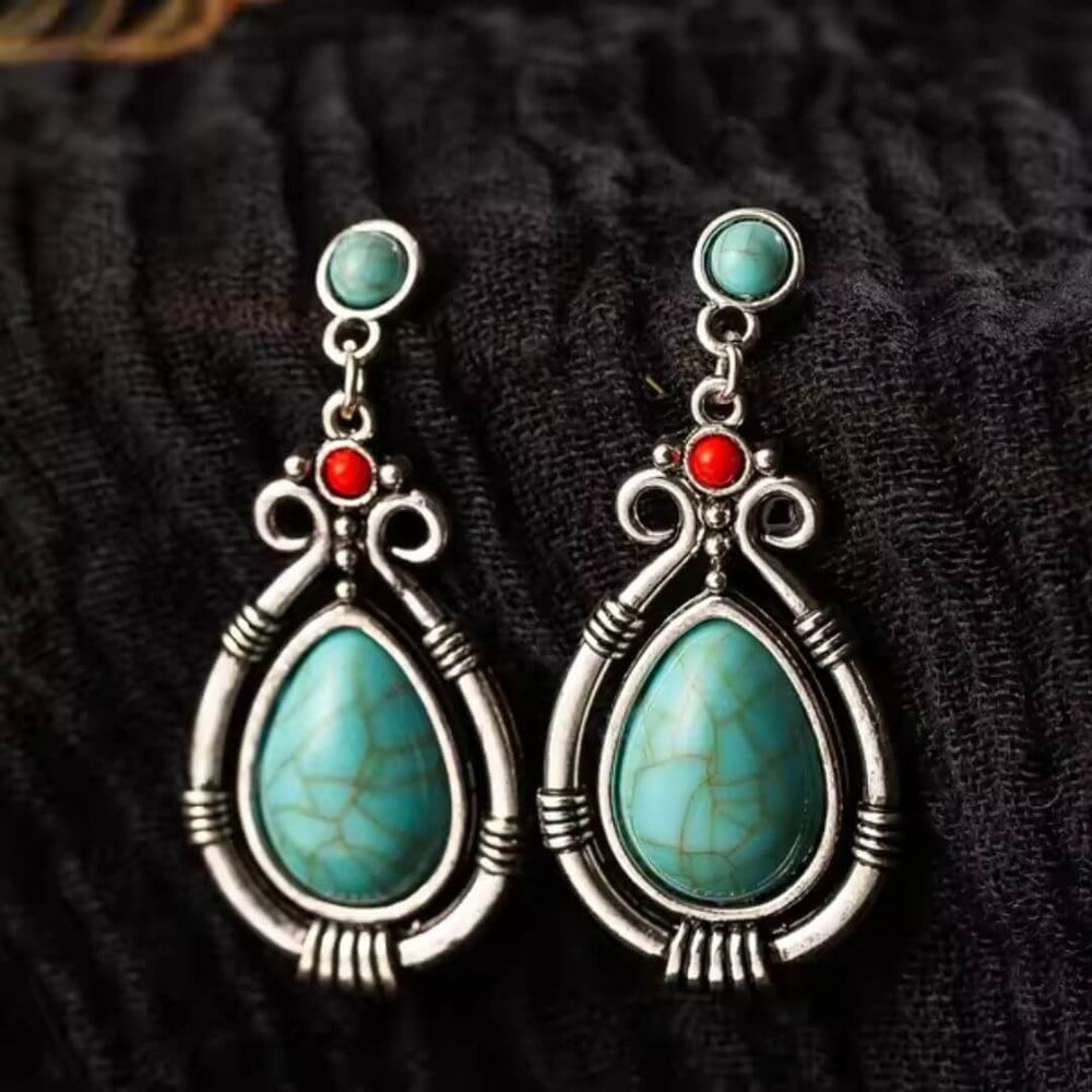Bohemian Red Teardrop Dangle Earrings - Diane Jewelry