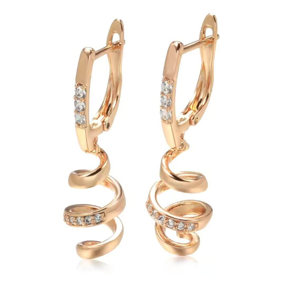 Rose Gold Spiral Drop Earrings - Diane Jewelry