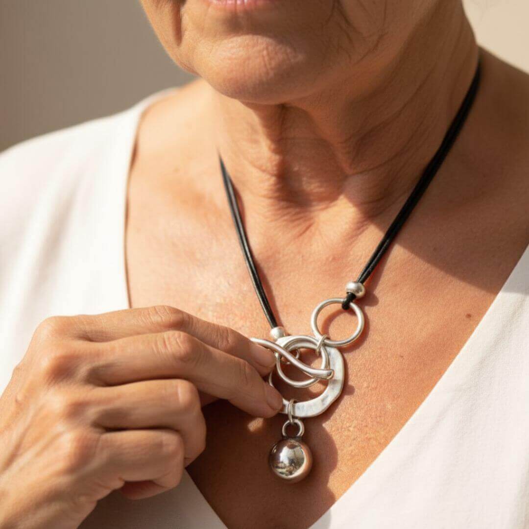 Silver Toggle Charm Pendant Necklace