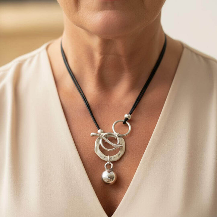 Silver Toggle Charm Pendant Necklace