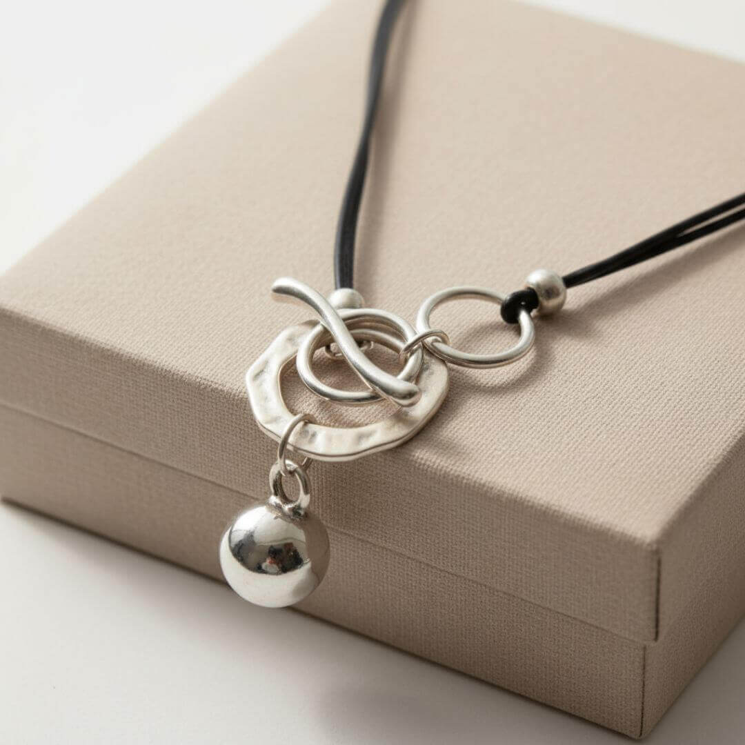 Silver Toggle Charm Pendant Necklace