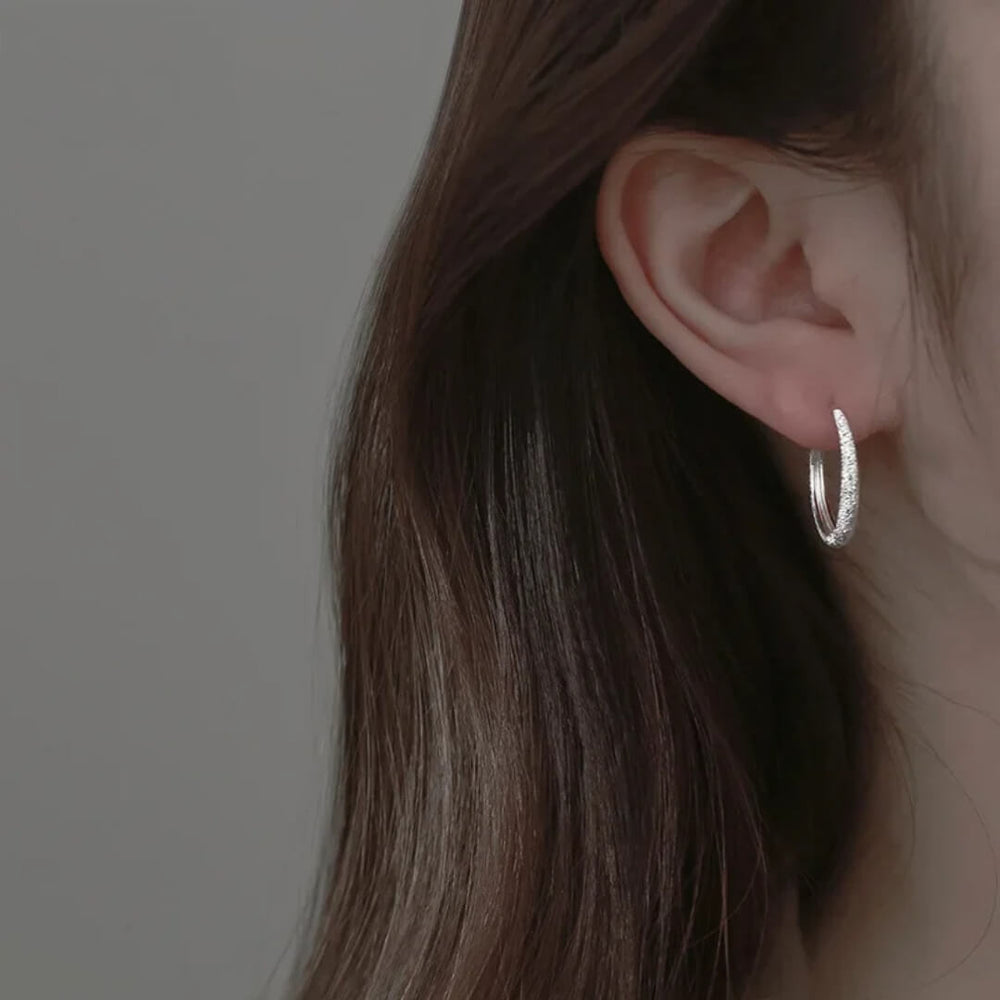 Sparkly Silver Hoop Earrings Women - Diane Jewelry