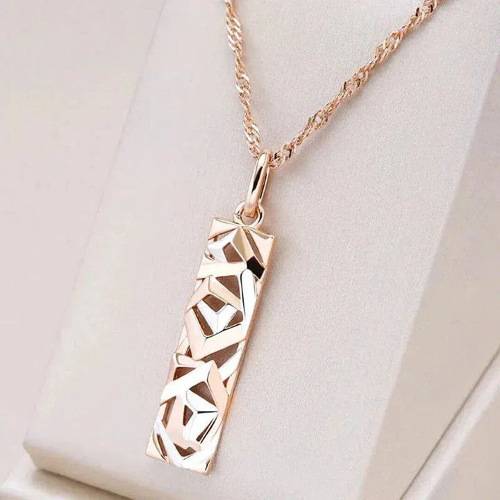 Gold Geometric Bar Pendant Necklace - Diane Jewelry