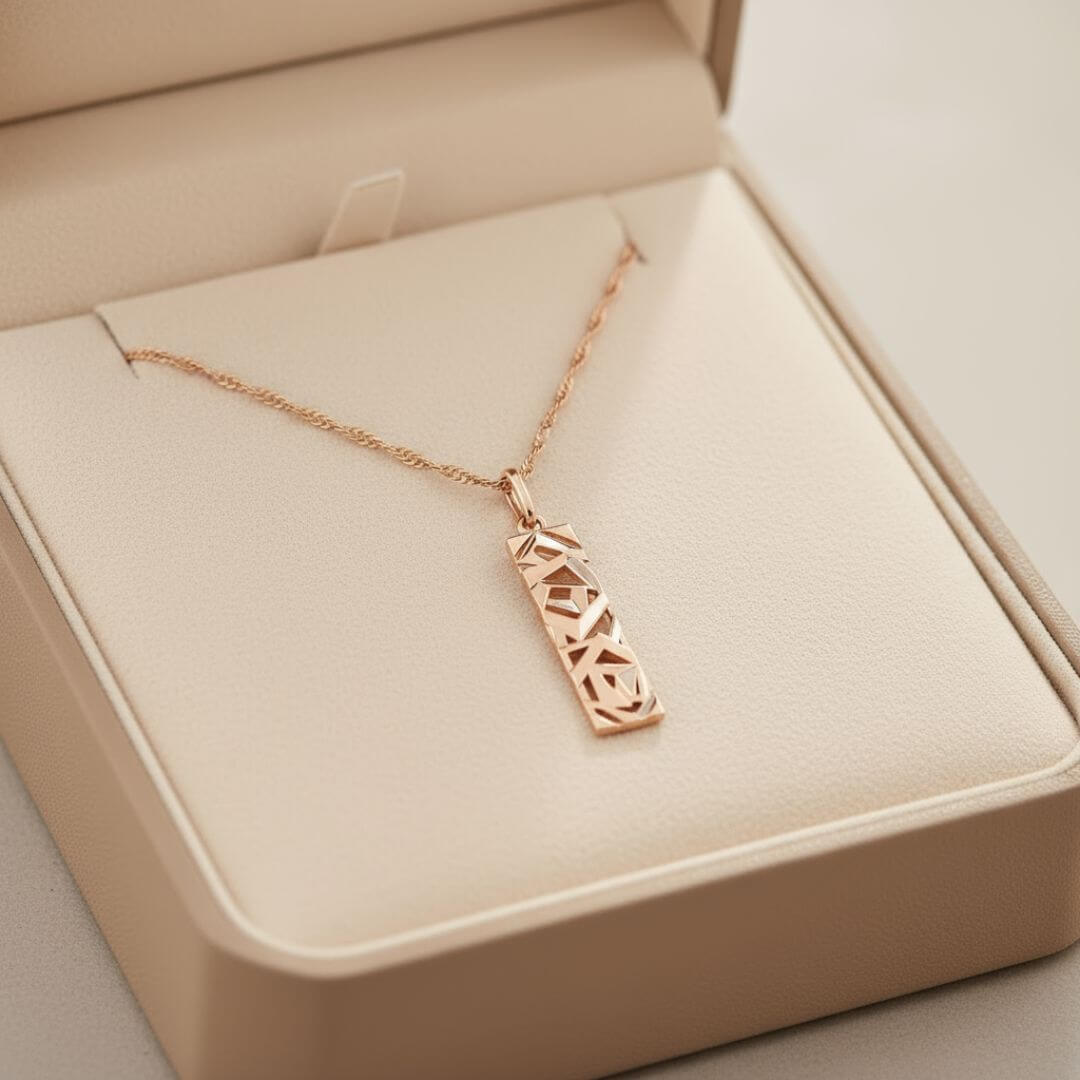 Gold Geometric Bar Pendant Necklace