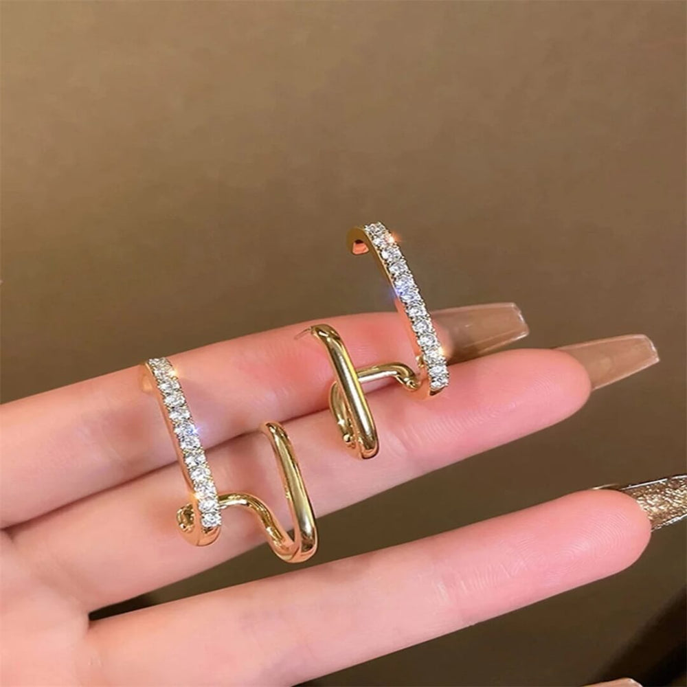 Gold Geometric Double Hoop Earrings - Diane Jewelry