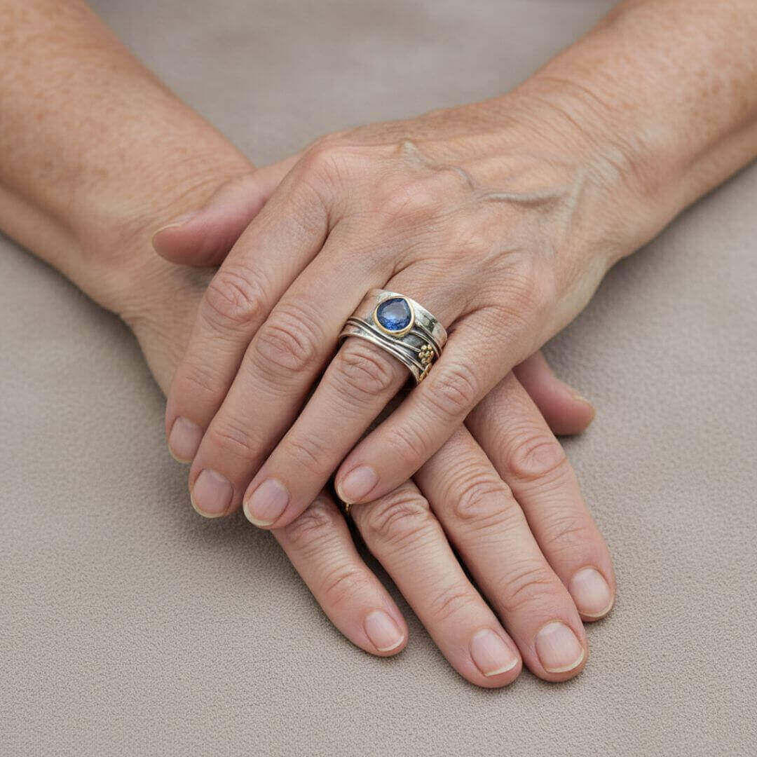 Sterling Silver Blue Stone Ring