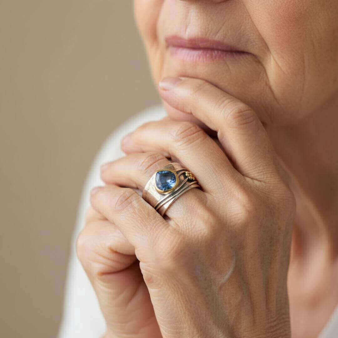 Sterling Silver Blue Stone Ring