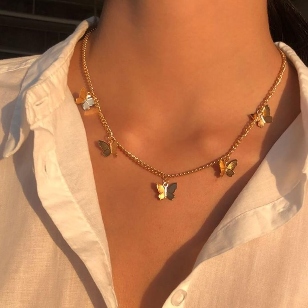 Butterfly Charm Chain Necklace - Diane Jewelry