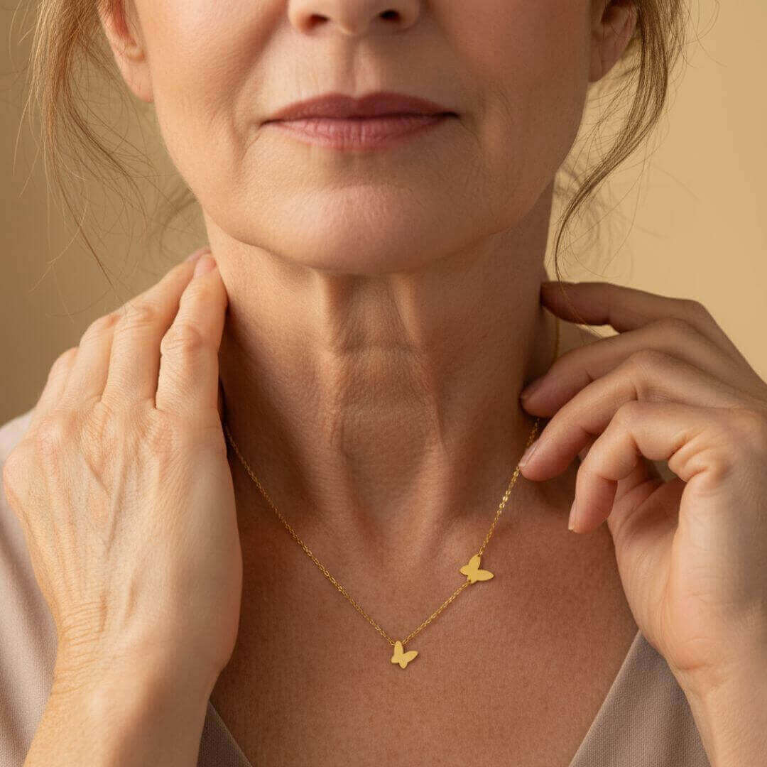 Gold Butterfly Pendant Necklace Women