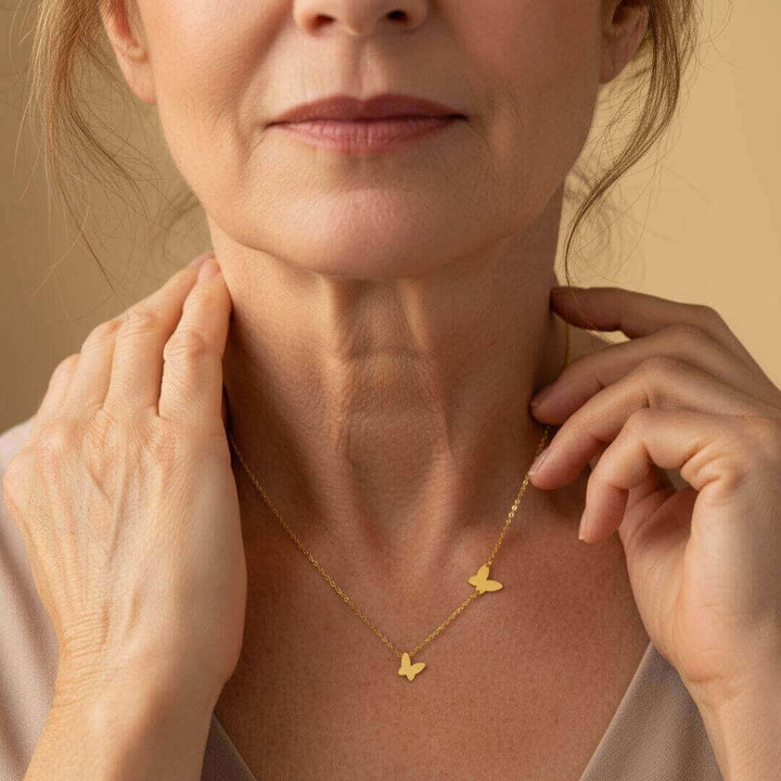 Gold Butterfly Pendant Necklace Women