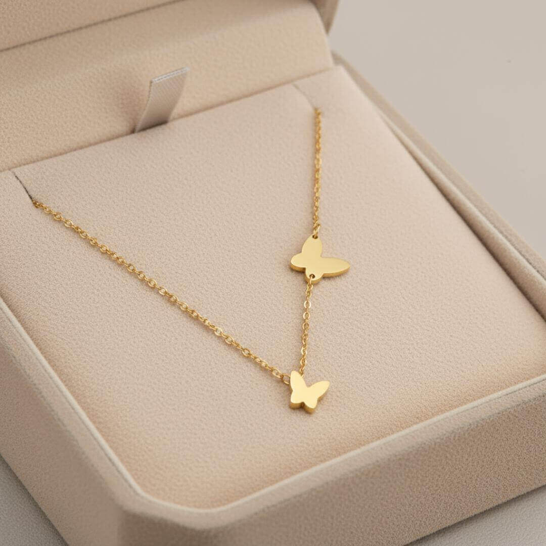 Gold Butterfly Pendant Necklace Women