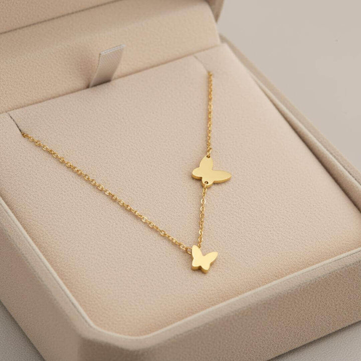 Gold Butterfly Pendant Necklace Women