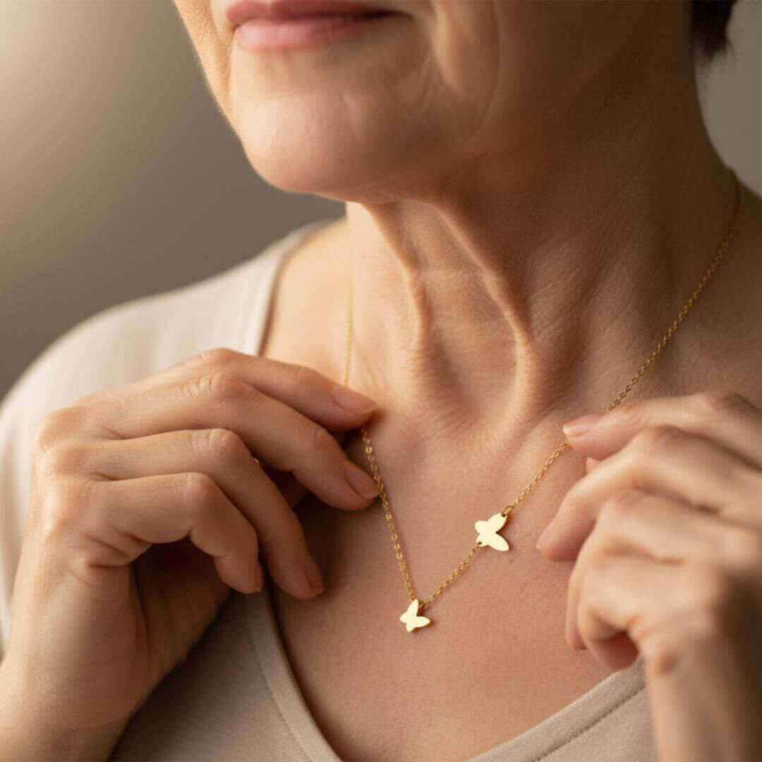 Gold Butterfly Pendant Necklace Women