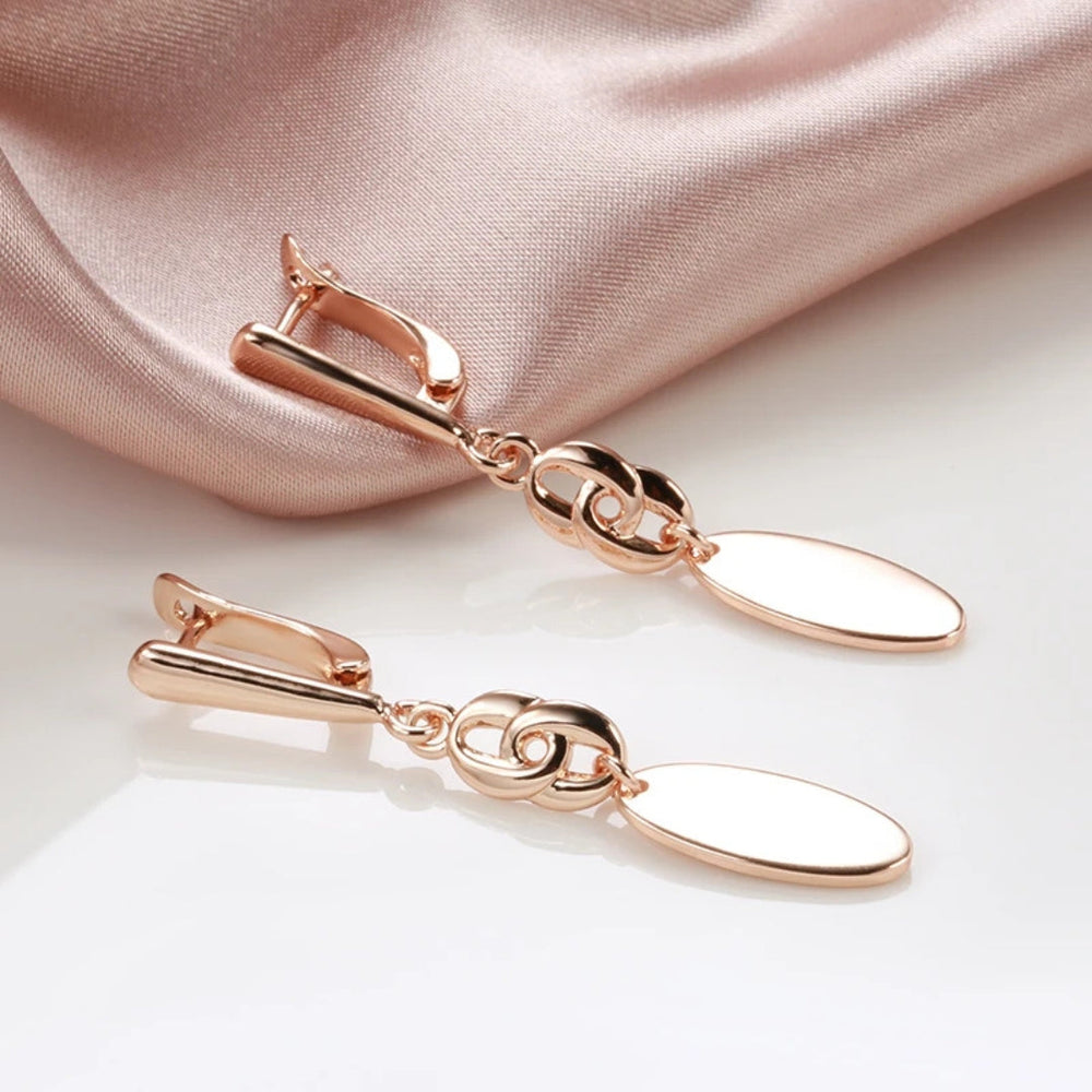 Elegant Oval Dangle Earrings Gold - Diane Jewelry