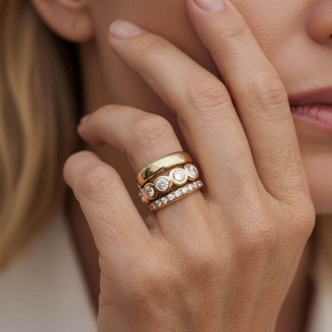 Gold Stacked Diamond Band Rings