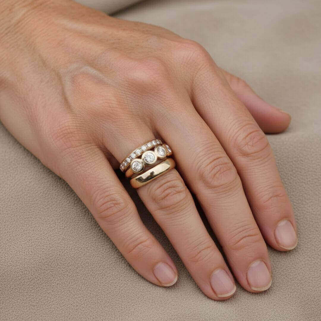 Gold Stacked Diamond Band Rings