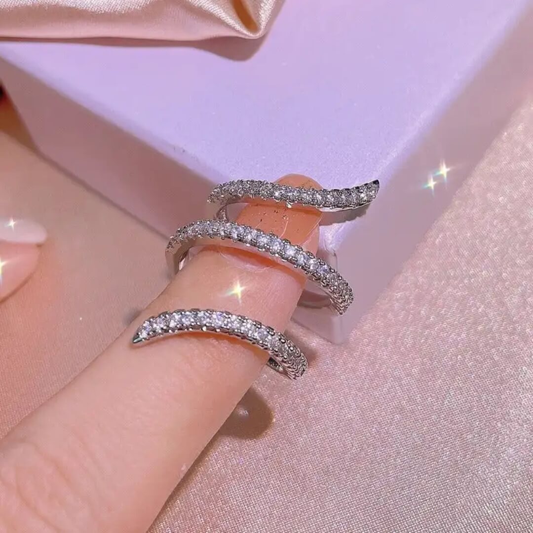 Silver Crystal Spiral Wrap Ring - Diane Jewelry