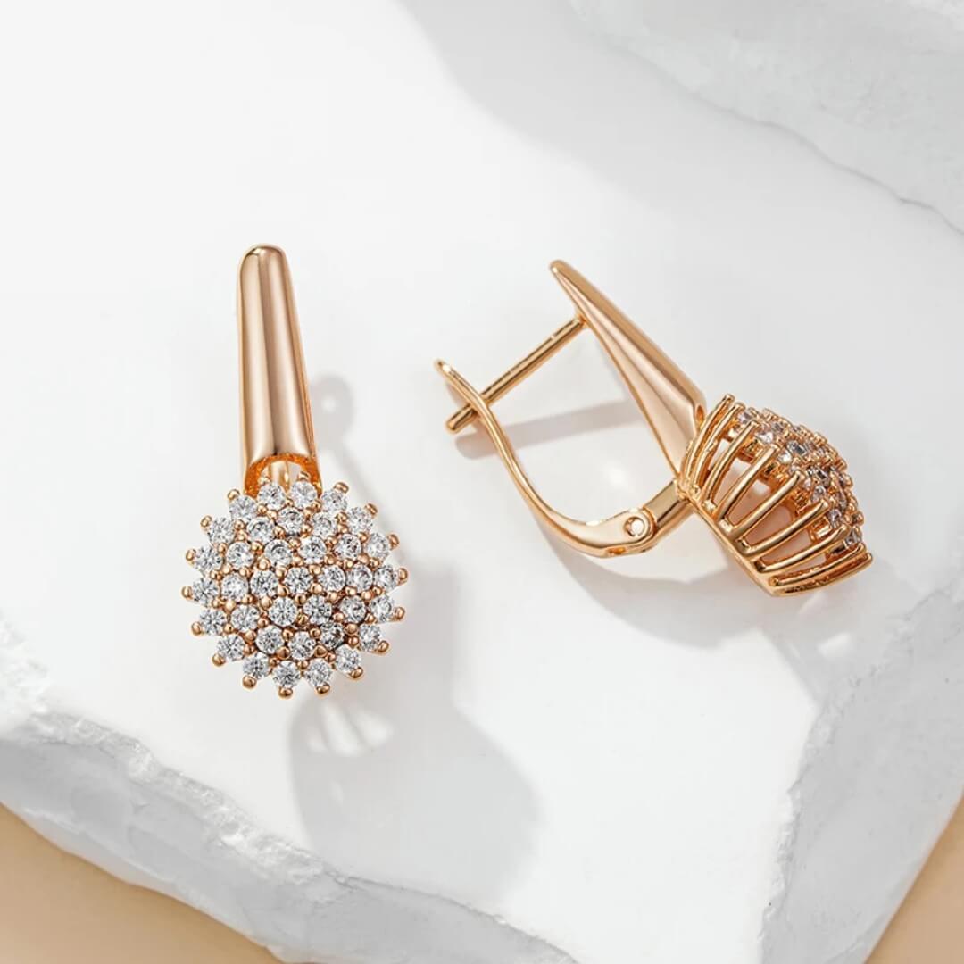Gold Cluster Crystal Stud Earrings - Diane Jewelry