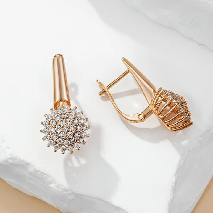Gold Cluster Crystal Stud Earrings - Diane Jewelry