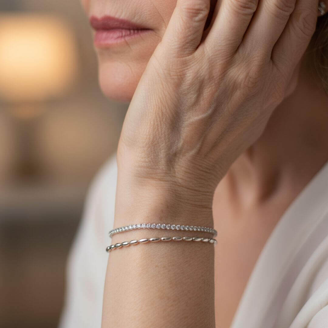 Silver Dainty Chain Bracelet Set