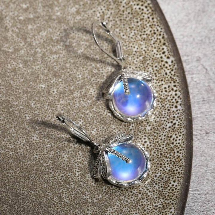 Moonstone Dragonfly Drop Earrings - Diane Jewelry