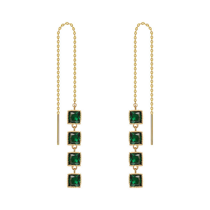 Emerald Threader Drop Earrings - Diane Jewelry