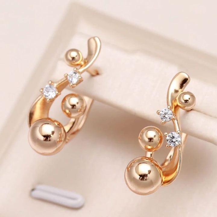 Gold Ball Crystal Hoop Earrings - Diane Jewelry