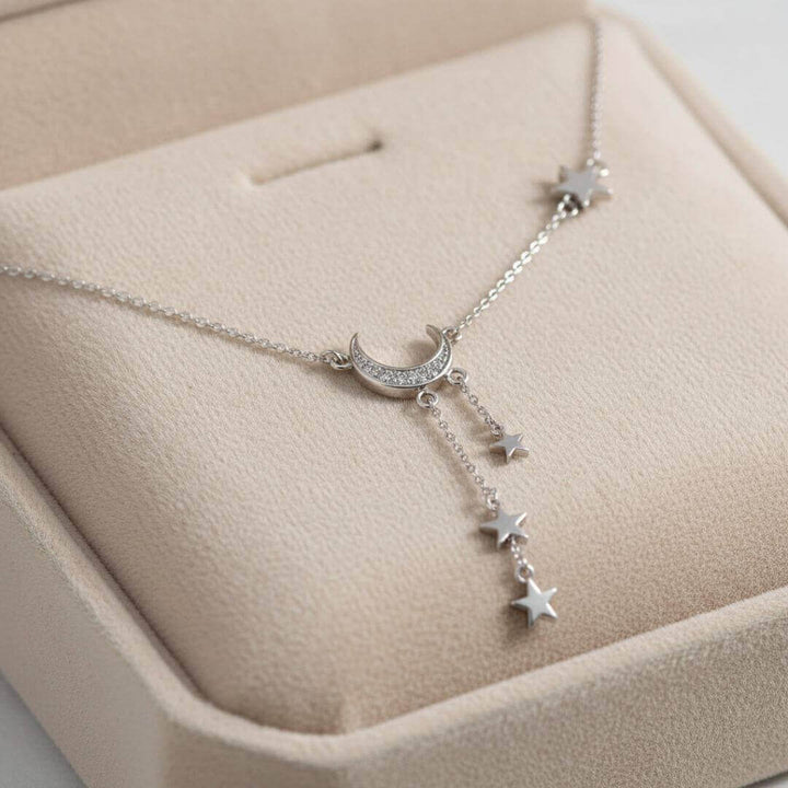 Moon Star Celestial Silver Necklace