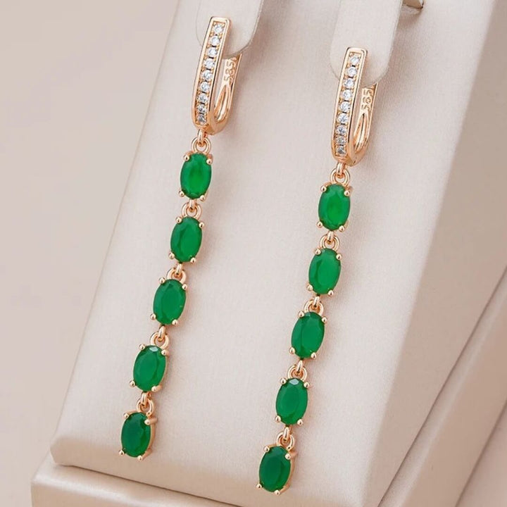 Elegant Long Green Drop Earrings - Diane Jewelry