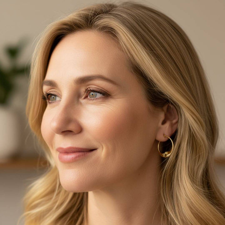 Moon Face Gold Hoop Earrings