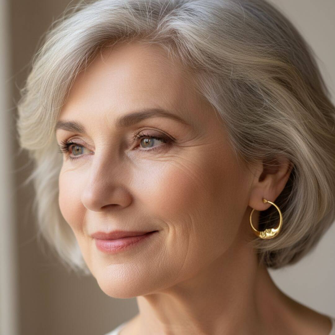 Moon Face Gold Hoop Earrings