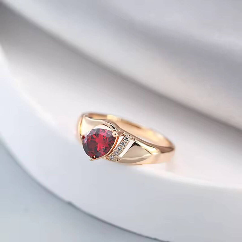 Red Crystal Rose Gold Ring - Diane Jewelry