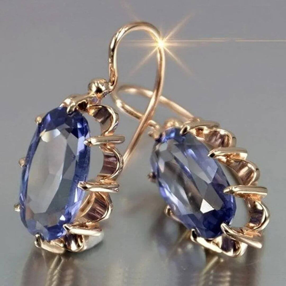 Red Crystal Gold Drop Earrings - Diane Jewelry