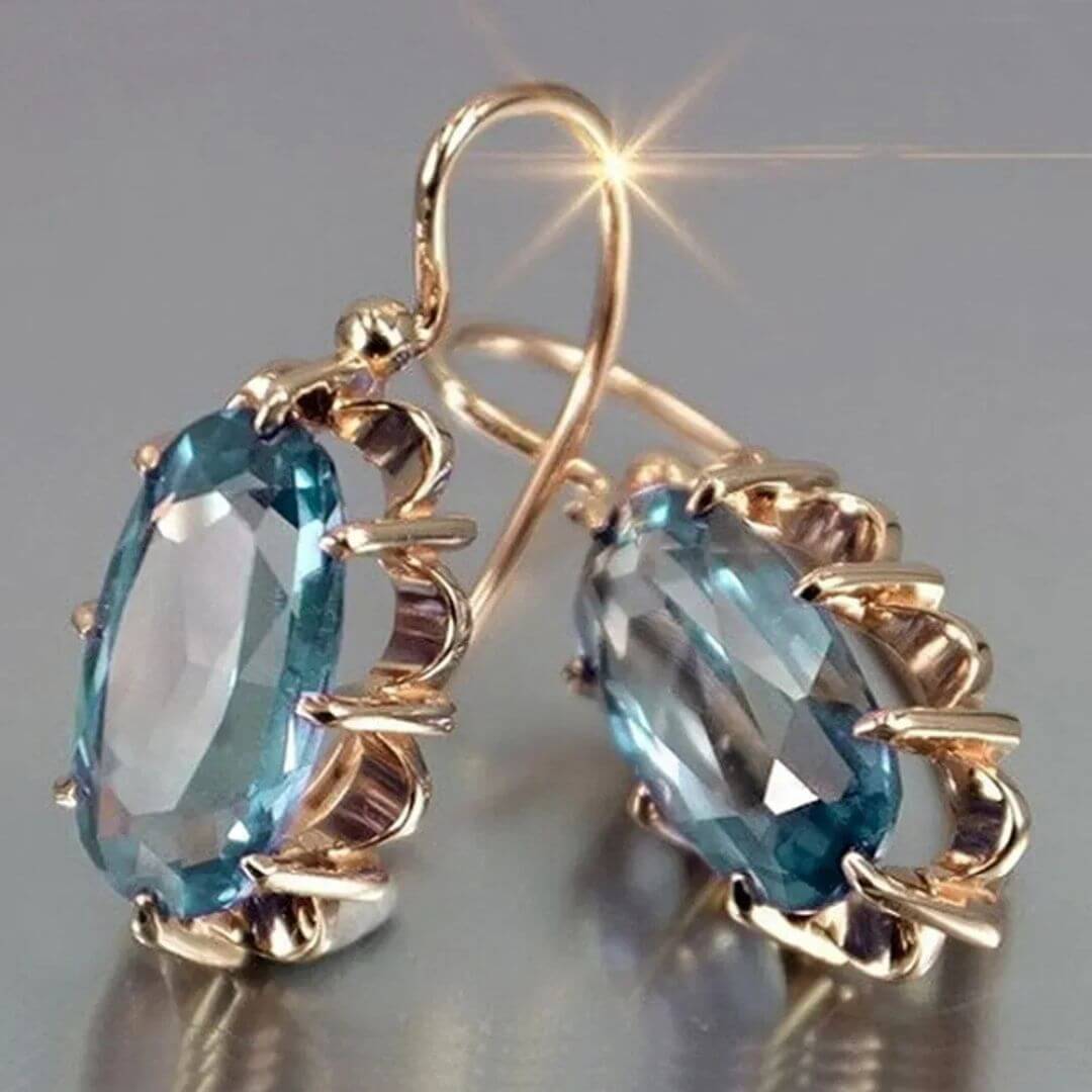 Red Crystal Gold Drop Earrings - Diane Jewelry