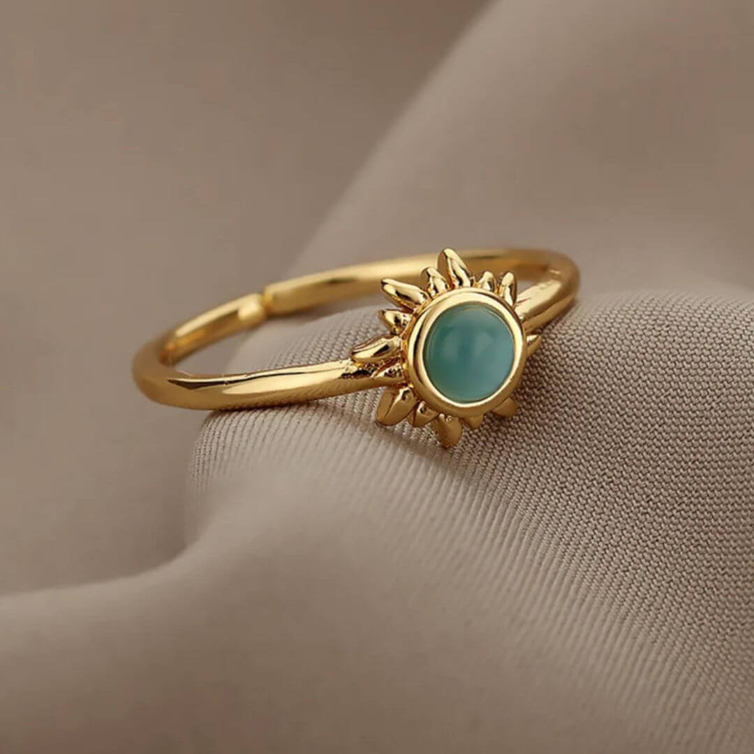 Gold Sunburst Turquoise Statement Ring - Diane Jewelry