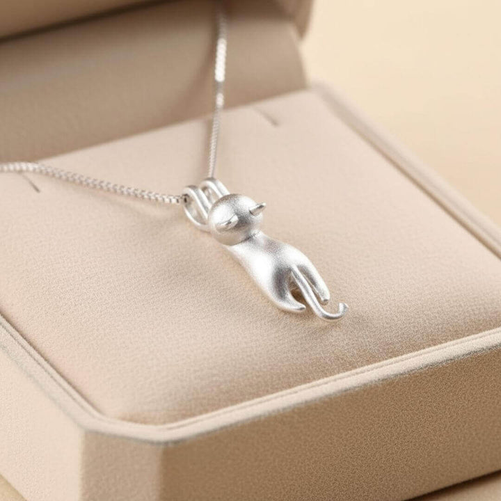 Minimalist Silver Cat Pendant Necklace