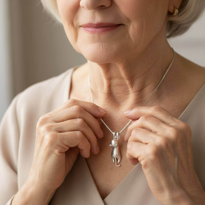 Minimalist Silver Cat Pendant Necklace