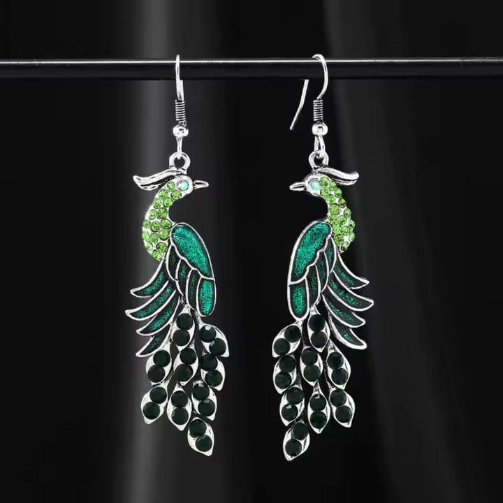 Blue Peacock Crystal Dangle Earrings - Diane Jewelry