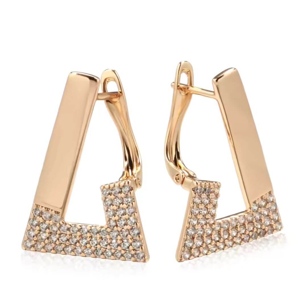 Geometric Rose Gold Crystal Earrings - Diane Jewelry