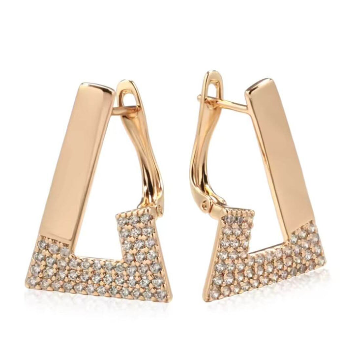 Geometric Rose Gold Crystal Earrings - Diane Jewelry