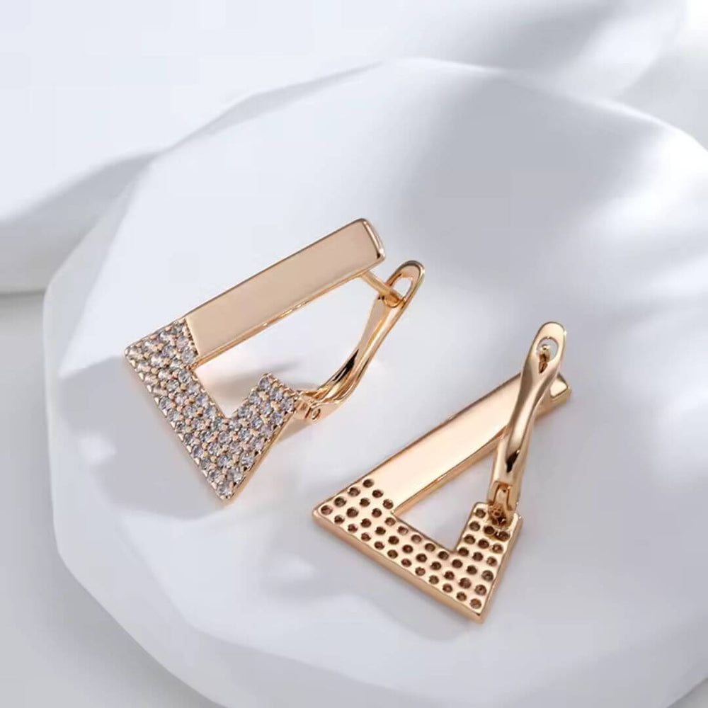 Geometric Rose Gold Crystal Earrings - Diane Jewelry