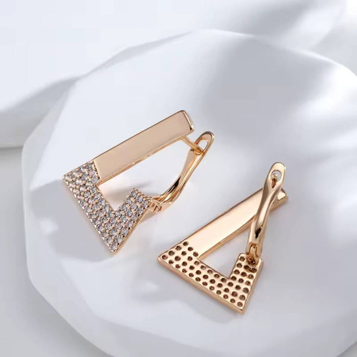 Geometric Rose Gold Crystal Earrings - Diane Jewelry