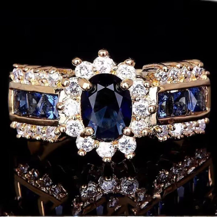 Gold Ruby Crystal Statement Ring - Diane Jewelry