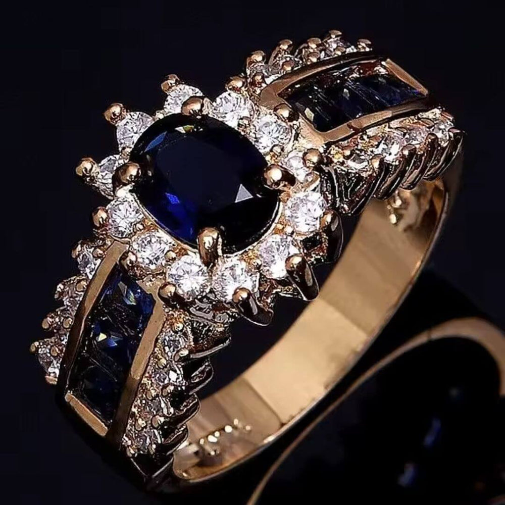 Gold Ruby Crystal Statement Ring - Diane Jewelry